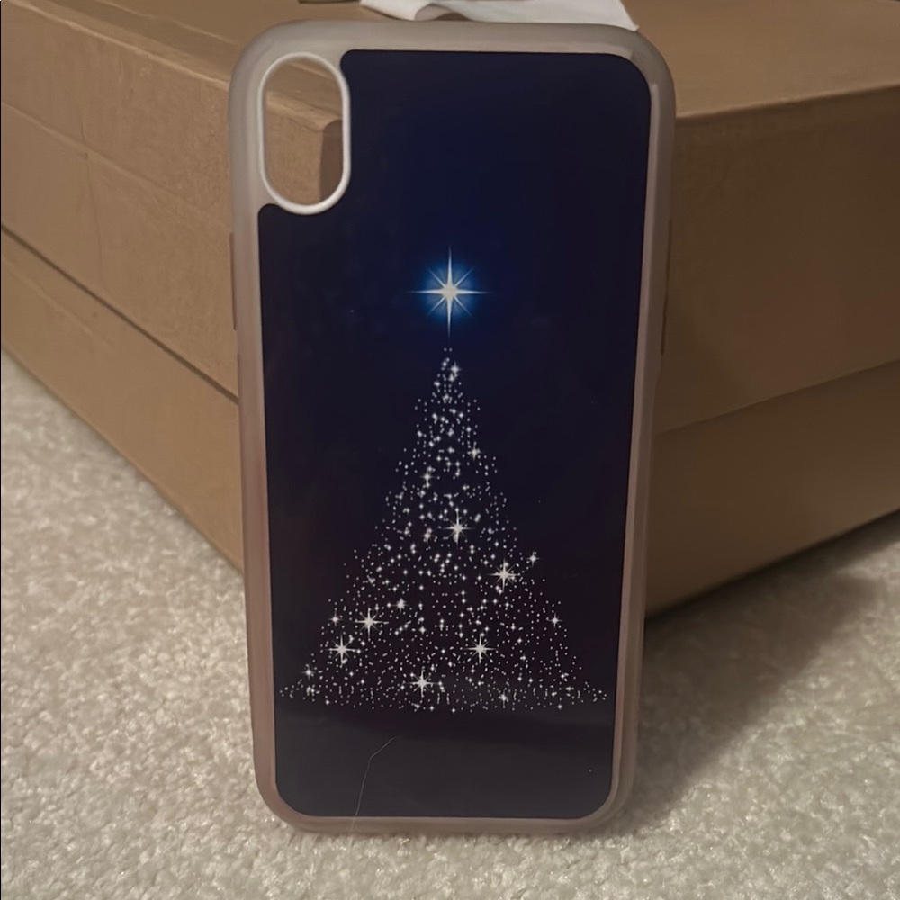 Claire's Black iPhone X Case with Holiday Design and Glowing Star